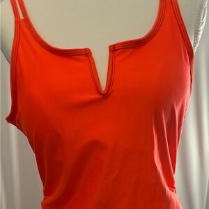 Vibrant Orange Women's Swim Tank Top Dark orange in color